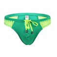 thumbnail image 3 of Mens Low Waist Solid Color Striped Drawstring Hot Spring Quick Dry Swimming Briefs, 3 of 8