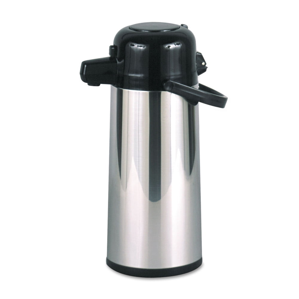Thermos Coffee Pump Pot Glass Vacuum Insulated 2.7 Quarts Hot/Cold Swivel Base 