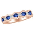 thumbnail image 2 of AFFY 0.33 Ct Simulated Blue Sapphire & 0.33 Ct White Natural Diamond Anniversary Band Ring in 14k Rose Gold Ring Size - 13, 2 of 2