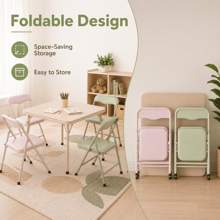 Homy Casa Kids Activity Table and Chairs Set, 3-Piece Pastel photo 5