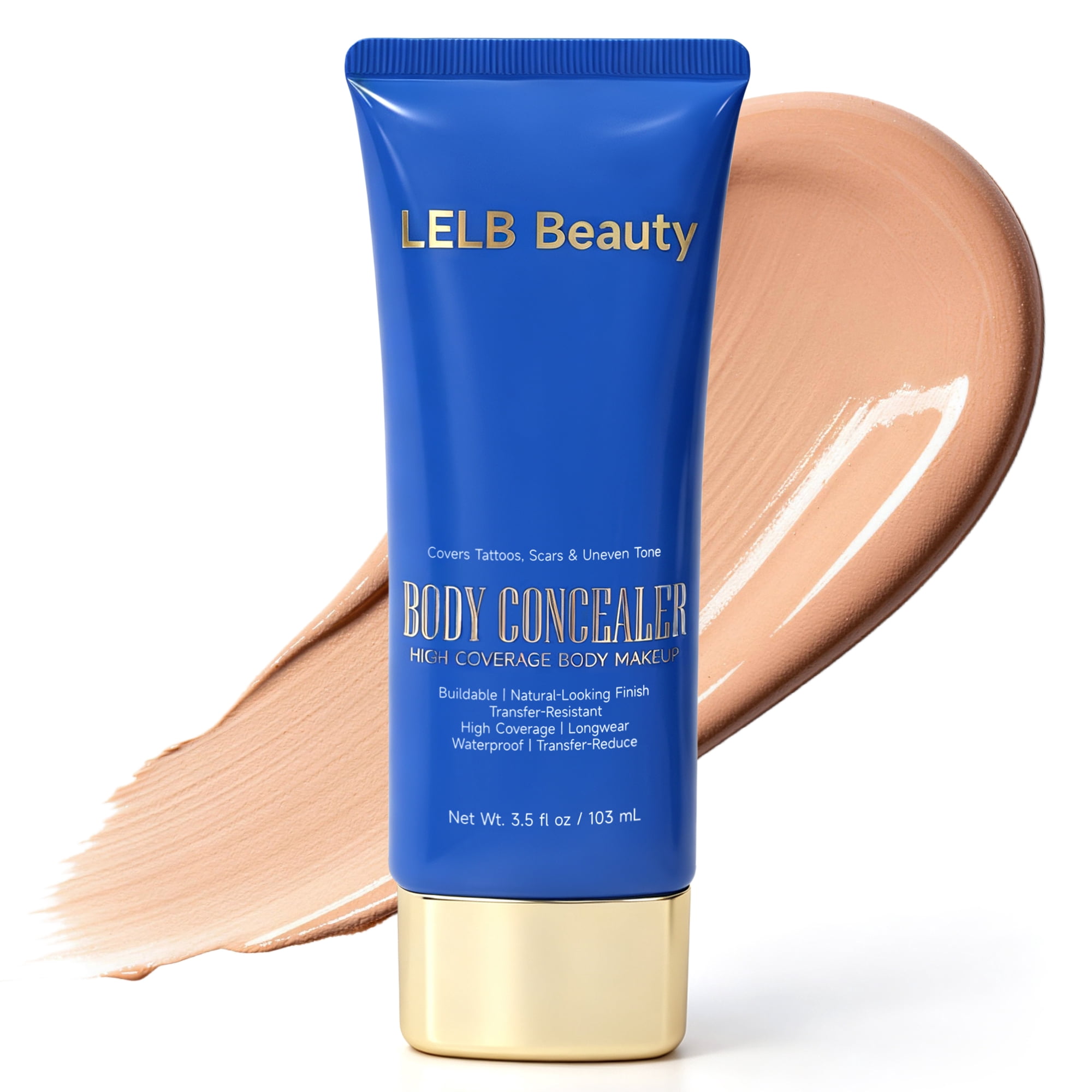 Tattoo Cover Up Makeup Body, Tattoos Stretch Marks 24Hr Long Lasting Full Coverage Body Coverage Perfector, Waterproof No Transfer Lightweight Buildable Smooth With Matte Finish,04 Golden
