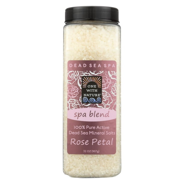 One With Nature Bath Salts Dead Sea Mineral Rose Petal 32 Oz