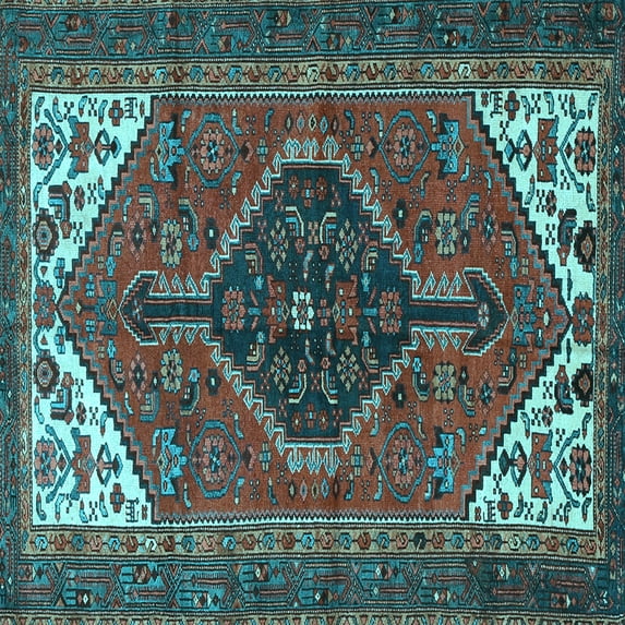 Ahgly Company Indoor Square Persian Light Blue Traditional Area Rugs, 3' Square