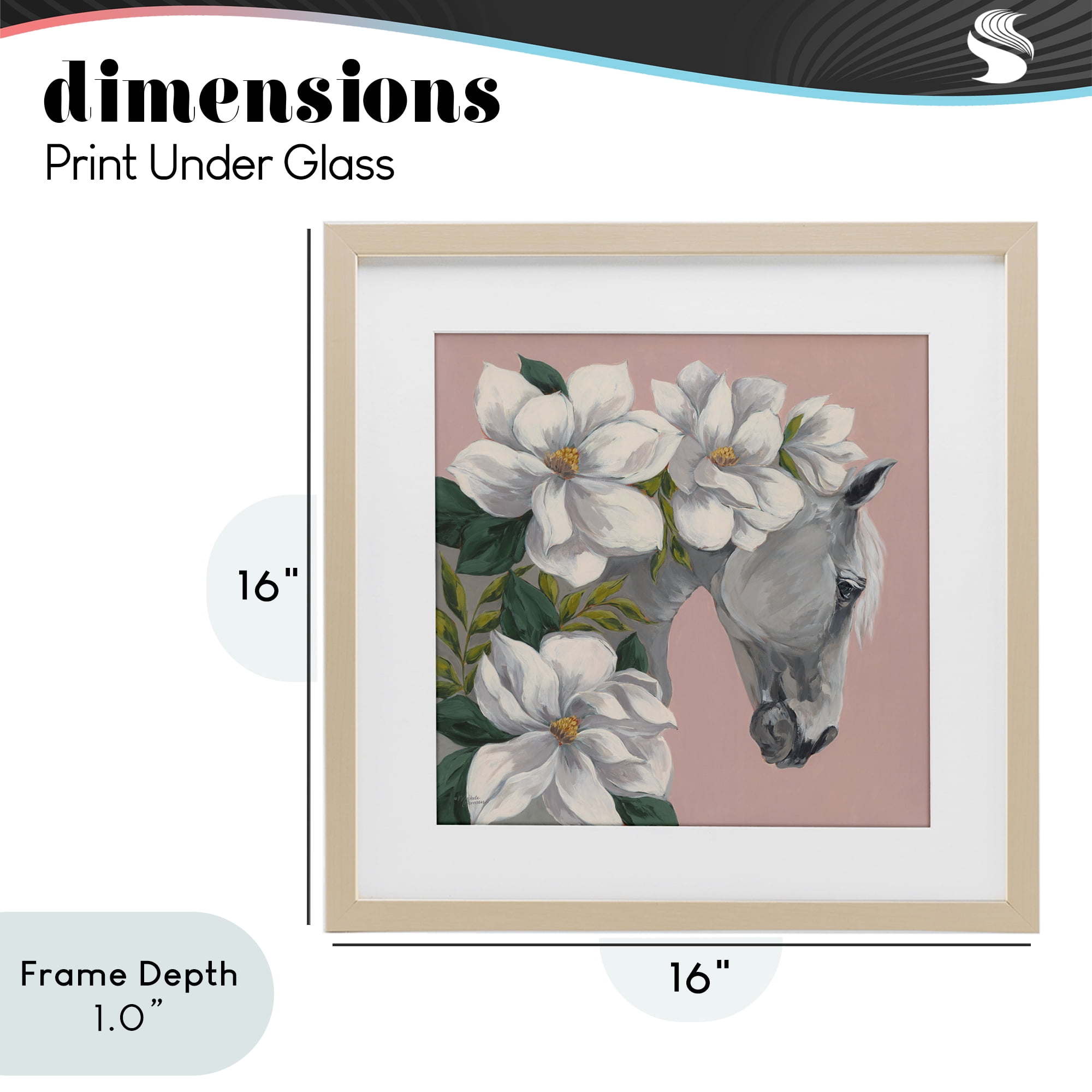 Stupell Industries Sweet Maggie Floral Horse Birch Framed Print Under Glass, design by Michele Norman