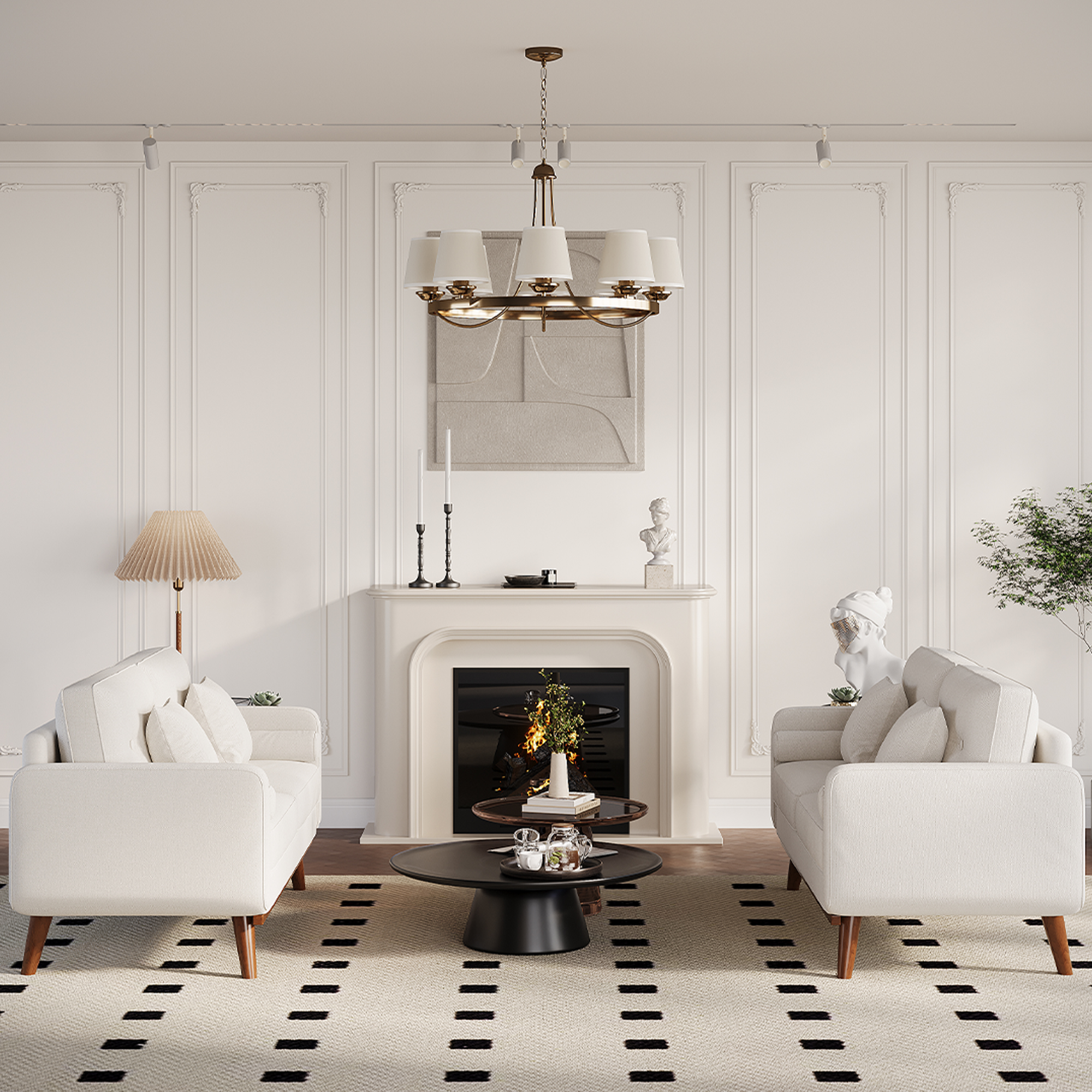 Modern Accent 65"W Loveseat Sofa, Button Tufted Upholstered Furniture,Mid Century Modern Decor Love Seat Couches for Living Room, Small Couch for Bedroom Office Apartment, So-lid & Easy to Install