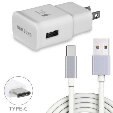 Samsung Galaxy S9 S9+ Compatible Adaptive Fast Charger Home Adapter 6ft Long Type-C USB Cable Wire USB-C Cord White