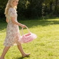 thumbnail image 4 of Kuroiy Woven Rattan Storage Basket | Handheld Decorative Skirt Design | Pink Plastic | 8.3x6.3in | Lightweight Easter Candy Flower Holder | Holiday Organizer, 4 of 6