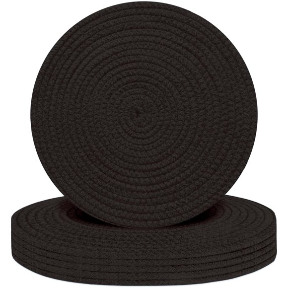 Juego De 6 Manteles Individuales Redondos Tejidos Con Cuerda De Algodón, Almohadillas Calientes Para Cocina, Antideslizantes, Resistentes Al Calor, Manteles Individuales Trenzados De 13 Pulgadas Para