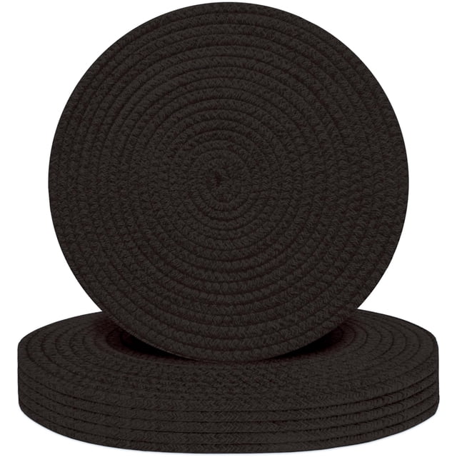 Juego De 6 Manteles Individuales Redondos Tejidos Con Cuerda De Algodón, Almohadillas Calientes Para Cocina, Antideslizantes, Resistentes Al Calor, Manteles Individuales Trenzados De 13 Pulgadas Para