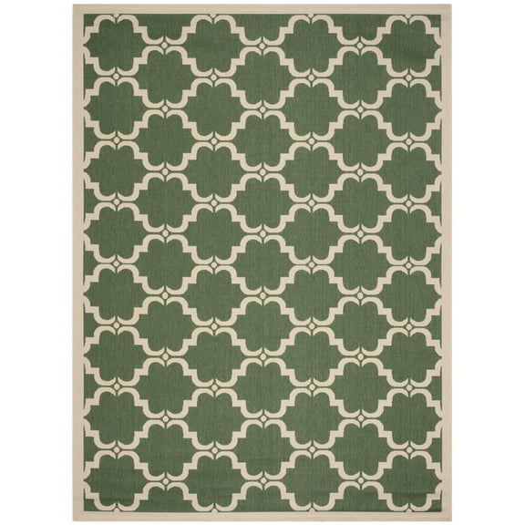 SAFAVIEH Courtyard Estelle Geometric Indoor/Outdoor Area Rug, Dark Green/Beige, 8' x 11'