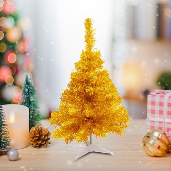 Desk Christmas Tree, Artificial Tabletop Christmas Tree, Small Christmas Tree, Xmas Decoration Tree Decor, Artificial Desktop Decorative Tree for Indoor Holiday House Decoration (Gold)