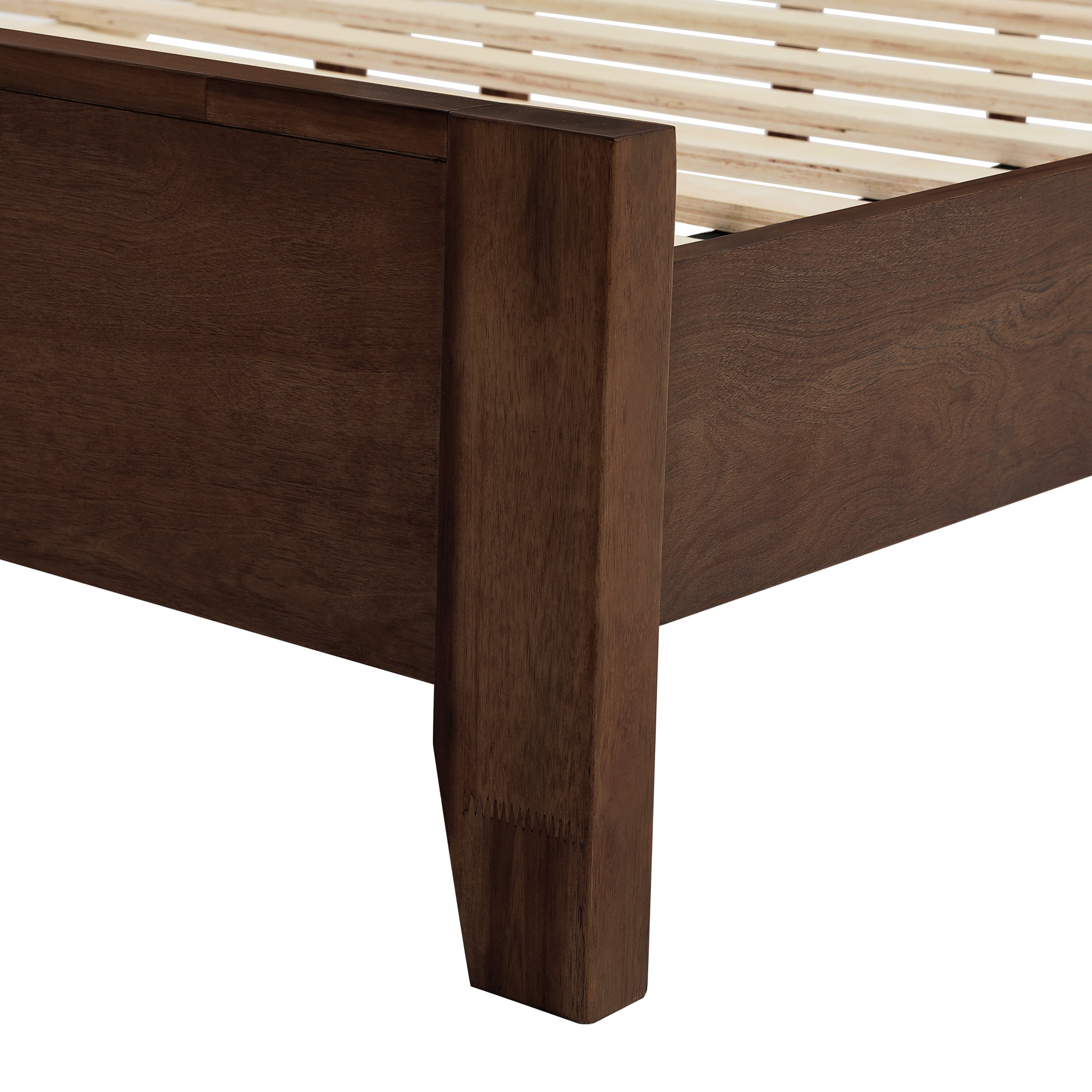 DYCANPO King Bed Frame with Headboard Acacia Wood Platform, Non-Slip&Without Noise, Walnut