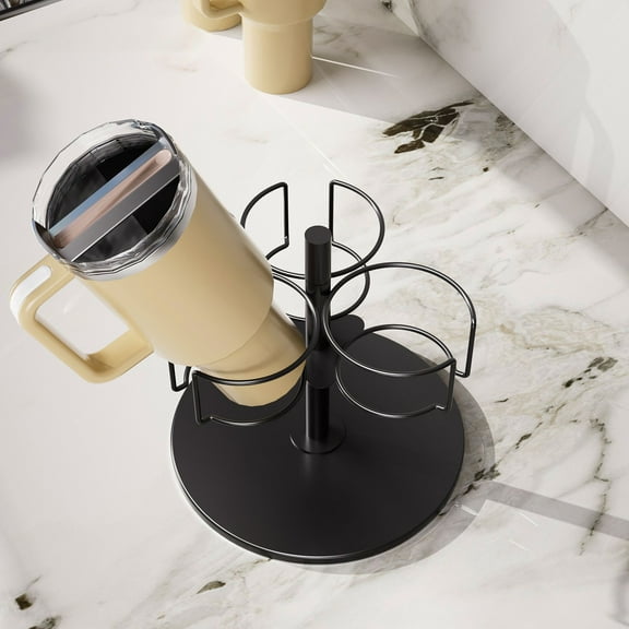 Rotatable Cup Organizer for 40oz Cup Carbon Steel Rotating Tumbler Holder with 3 Slots Water Bottle Storage Rack Space Saving Rotating Cup Holder Cup Accessories for Kitchen