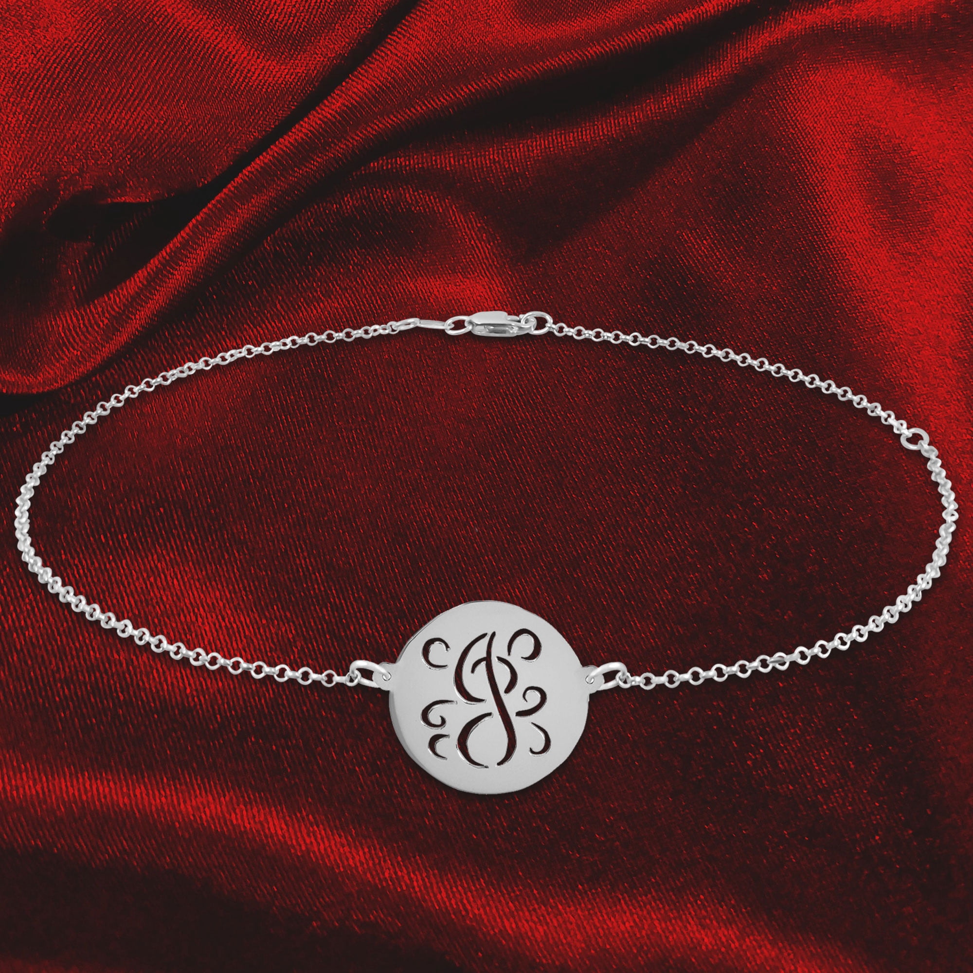 Personalized Elegant Initial Anklet in Sterling Silver