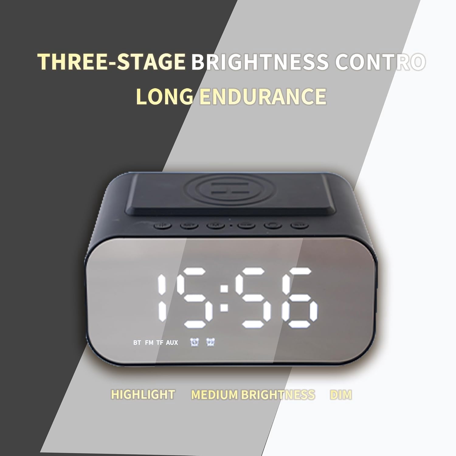 Bluetooth Digital Alarm Clock for Bedroom, Loud Alarm Clock, Wireless Speaker, USB AUX Charger, Hands-Free Calling Function, Dual Alarm, 24 Adjustable Brightness