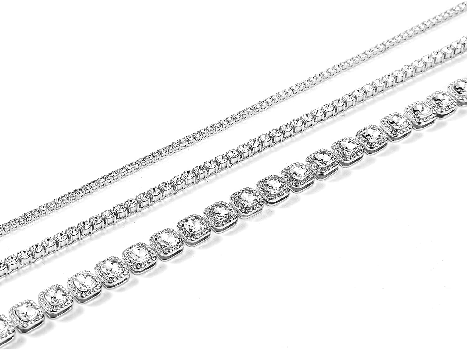 HH Bling Empire Silver Gold Iced Out Diamond Tennis Chains for  Men,Rhinestone Tennis Necklaces for Women,Diamond chain necklaces (4mm