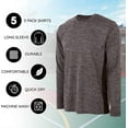 thumbnail image 6 of Essential Elements Boys Active Shirt - Quick-Dry Athletic Workout Training Stretch Crew Neck Long Sleeve Top 5 Pack, 6 of 7