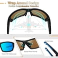 thumbnail image 5 of KANASTAL Blue Sports Sunglasses Mens Polarized Wrap Around Mirrored Sun Glasses Womens Rectangular Running Cycling Driving Golf UV400 Protection - Black Frame Mirrores Blue Lens, 5 of 8