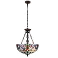 thumbnail image 3 of Radiance Goods Victorian Tiffany-Style Dark Bronze 2 Light Inverted Ceiling Pendant 18" Wide, 3 of 5