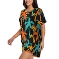 thumbnail image 2 of Bingfone Palm Trees Print Pajamas Sets for Women Soft Short-Sleeved Pjs with Lounge Shorts Two Piece Sleepwear, 2 of 8