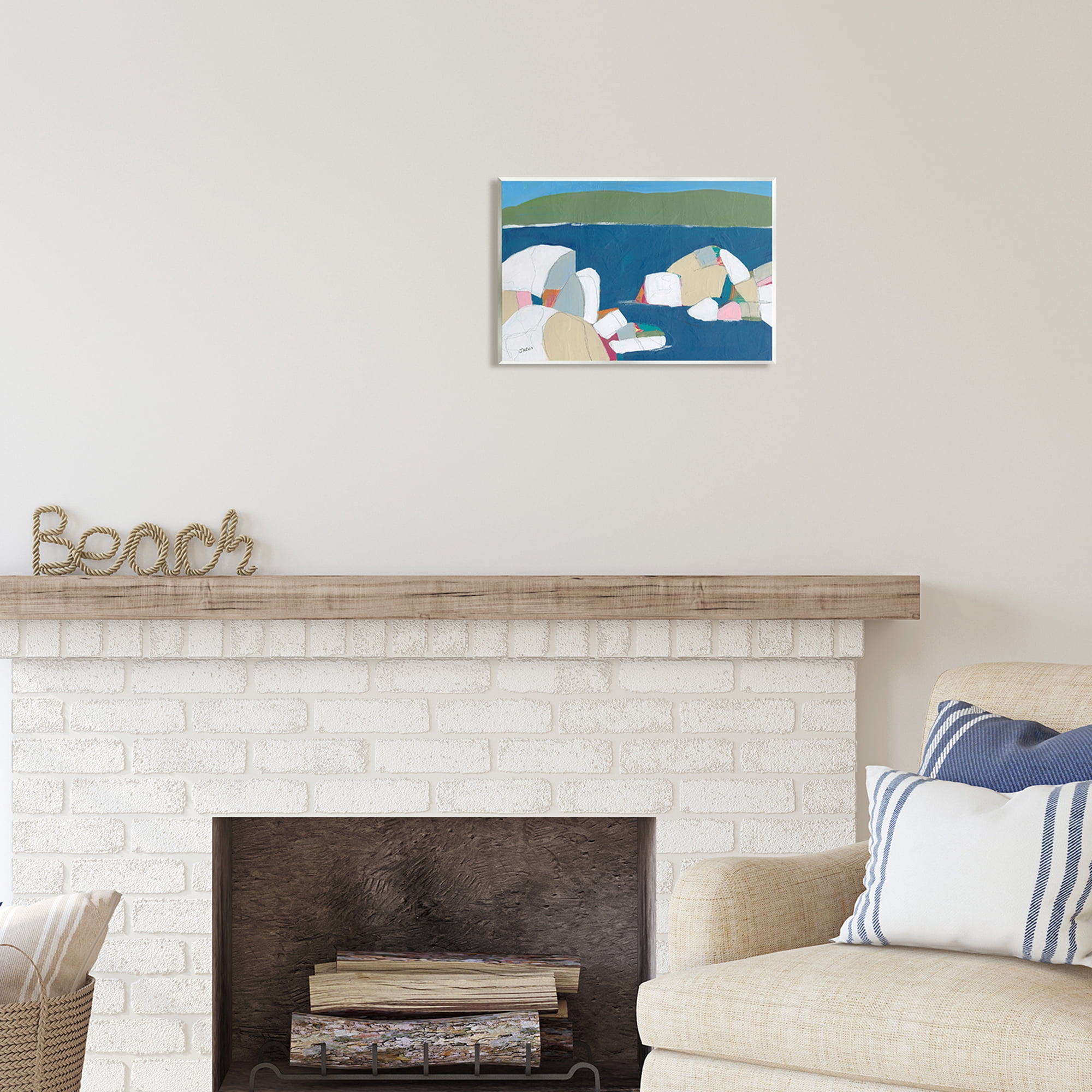 Stupell Industries Contemporary Ocean Rocks Coastal Painting Unframed Art Print Wall Art