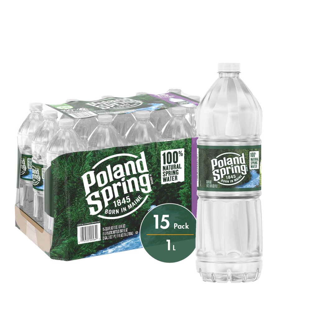 POLAND SPRING Brand 100 Natural Spring Water, 33.8ounce plastic