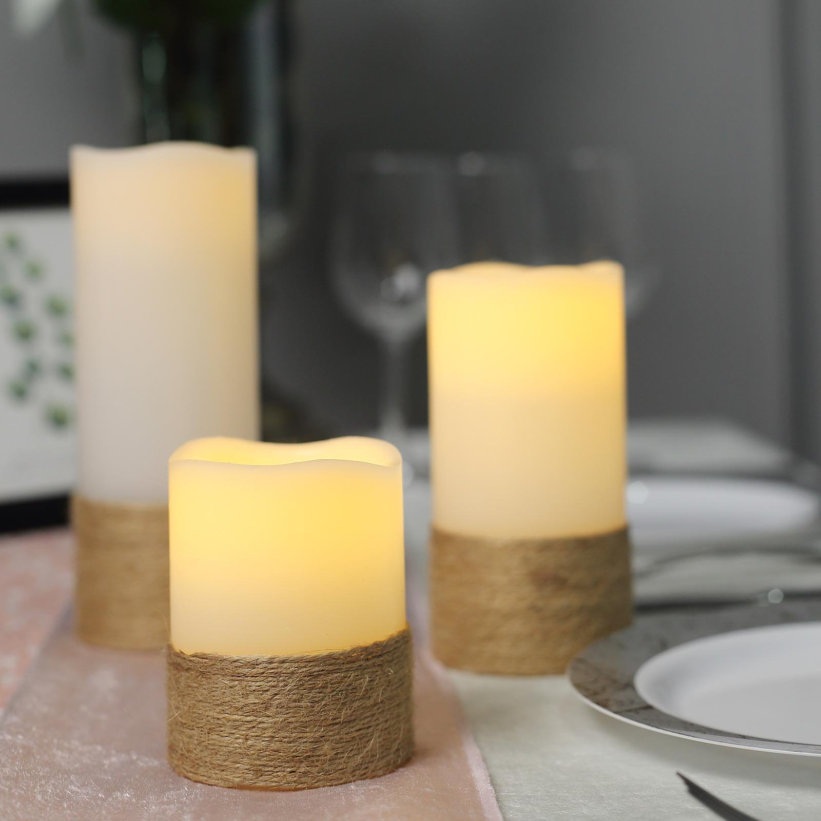 Efavormart Set of 3 Flameless Candles Battery Operated LED Pillar