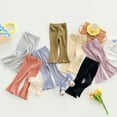 thumbnail image 5 of Baby Girls Flare Pants Toddler Elastic Waist Ruffle Leggings Solid Ribbed Bell Bottom Pants Trousers Fall Outfits 2-10Y, 5 of 8