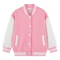 thumbnail image 3 of GYRATEDREAM Kids Varsity Jacket Boys Girls Baseball Jacket Sports Outerwear Zipper Coat for School Uniform for 6-8Y Pink, 3 of 6