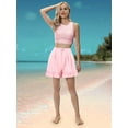 thumbnail image 6 of Gustave High Waisted Wide Leg Shorts for Women Casual Pleated Ruffle Short Pants Summer Loose Button Shorts "Pink, L", 6 of 9