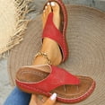 thumbnail image 6 of Beach Sandals for Woman, Xunlbb Women's Plus Size Summer Casual Solid Color Flip-flops Beach Wedge Toe Fish Mouth Sandals(Red,Size:43), 6 of 8