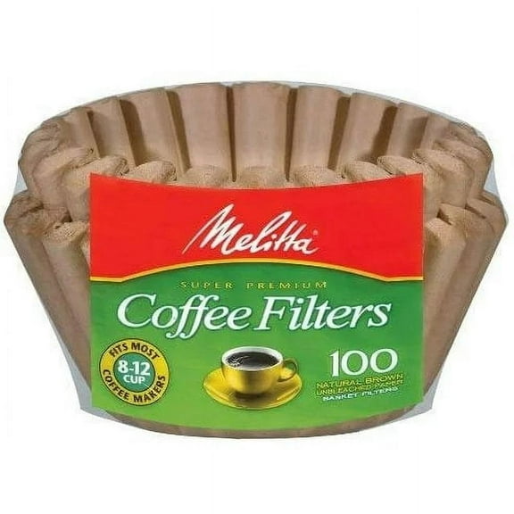 Melitta 8-12 Cup Basket Coffee Filters Paper Natural Brown, 100 Count, 2 Pack