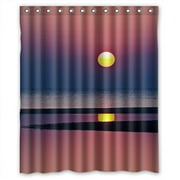 MOHome Peaceful Pink Seaside Suncenery Sea Gull Shower Curtain Waterproof Polyester Fabric Shower Curtain Size 60x72 inches