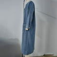 thumbnail image 3 of WRKEKC Washed Denim Duster Coat Button Front Pockets Relaxed Fit Longline Layer Fall Winter Casual Style Plus Size Available Sky Blue XL, 3 of 7
