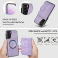 thumbnail image 3 of Decase for Samsung Galaxy S21+ Flip PU Leather Back Cover with 2-in-1 Detachable Magnetic Wallet with 5 Card Slots Compatible Mag-Safe and RFlD Blocking Kickstand and Wireless Charging,Purple, 3 of 5