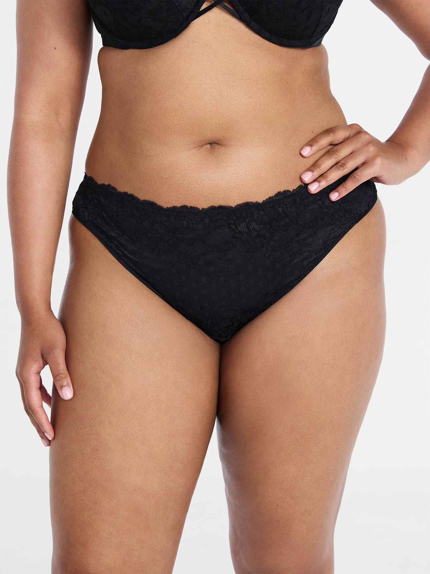 Joyspun Women's Lace and Mesh Cheeky Panties, 3-Pack, Sizes XS-XXXL