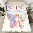 YST Unicorn Kids Fitted Sheet, Girls Butterfly Bed Sheet Queen Unicorn