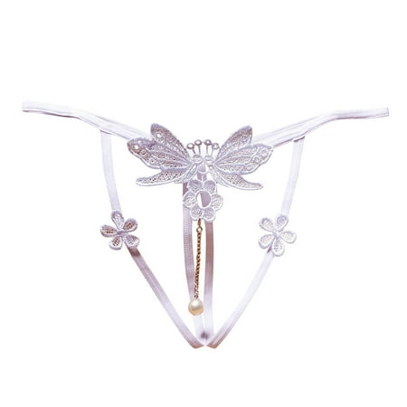 BYHONG Women Thong Panties Thong Lace Pants Ladies Briefs Underwear Underwear White One Size