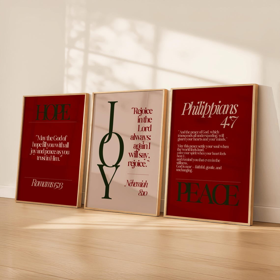 Set Of 3 Advent Faith Wall Art Prints Christian Christmas Hope Joy Peace Scripture Christian Home And Prayer Room Decor