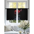 thumbnail image 3 of Sheer Curtains 54 Inches Long 2 Panels, Splash Drop Red Rose Butterfly on Black Rod Pocket Curtain Voile Draperies, Modern Abstract Art Light Filtering Window Treatment for Living Room, 3 of 8
