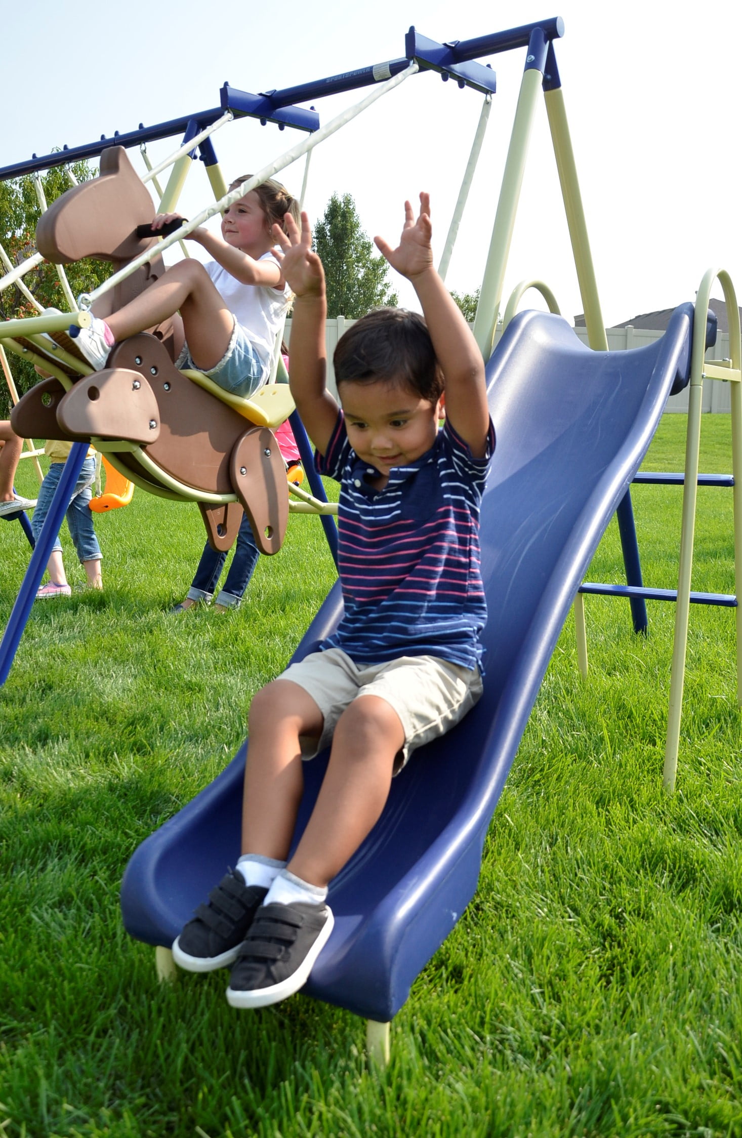 saucer swing and slide set