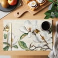 thumbnail image 2 of Magnolia Flower Placemats Set of 12, Green Leaf Non-Slip Place Mats Washable Table Mats for Kitchen Dining Table Decorations Indoor/Outdoor, 2 of 9