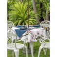 thumbnail image 3 of Outdoor Tablecloth with Umbrella Hole for Patio/Picnic/Party/Camping, Pink Spring Floral Waterproof Table Cloth Round Cover Washable, Birds Elegant Pastoral Aesthetics (Dia 54"), 3 of 9