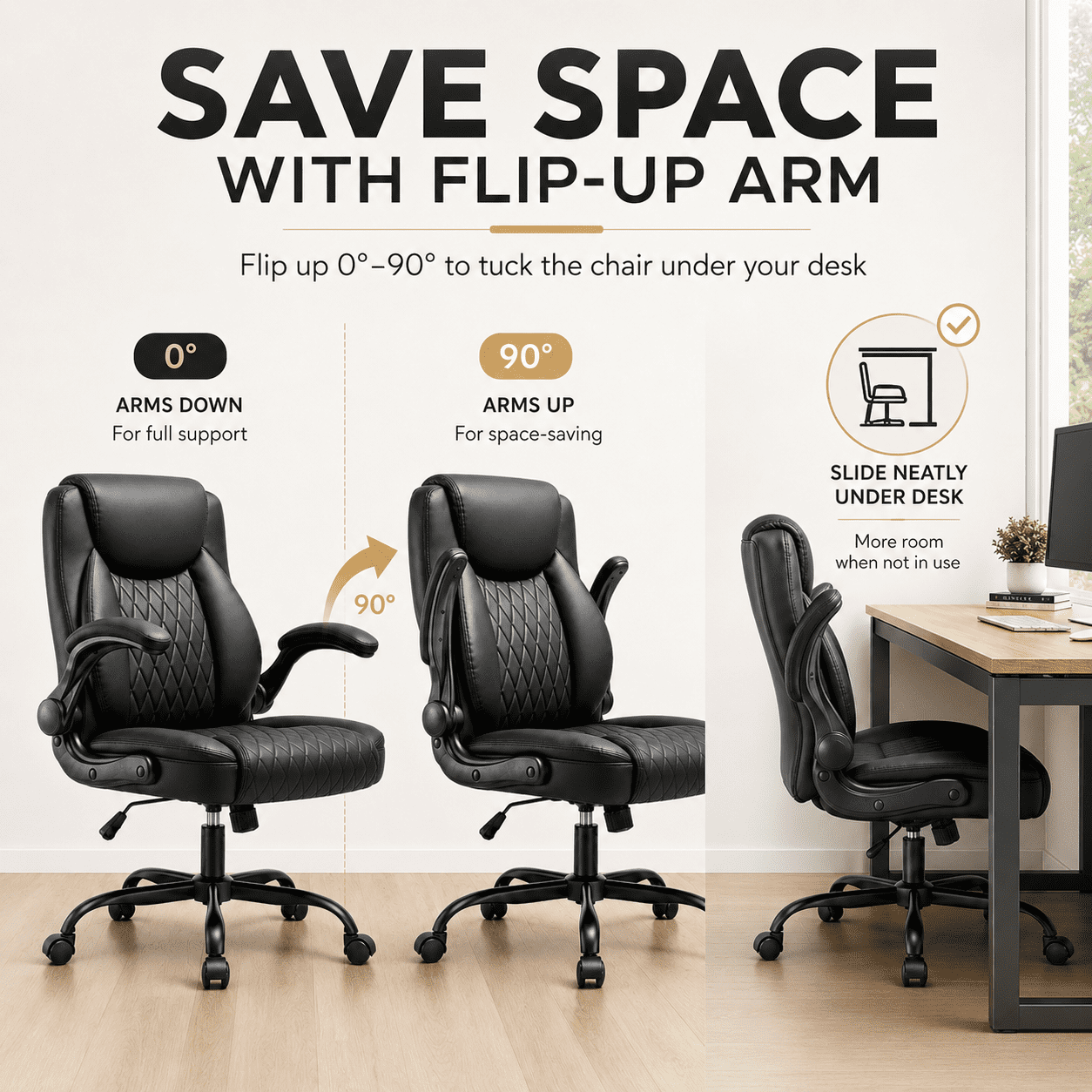 CloudRest Pro Office Chair, 400LBS Wide Seat Ergonomic Computer Desk Chair High Back Executive Leather Chair Adjustable Task Chair Lumbar Back, Black