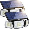 thumbnail image 1 of Intelamp Solar Motion Sensor Lights Outdoor, 2-Pack 3-Head LED Security Flood Light, 6000mAh 1200LM Dual PIR, IP65 Waterproof, Adjustable So, 1 of 9