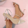 thumbnail image 6 of SACFOF Womens Sandals Strappy Heels for Women Ankle Strap Lace Up Square Open Toe Heels Tie Up Stiletto High Heeled Sandals for Prom, Party, Daily Wear, 6 of 6