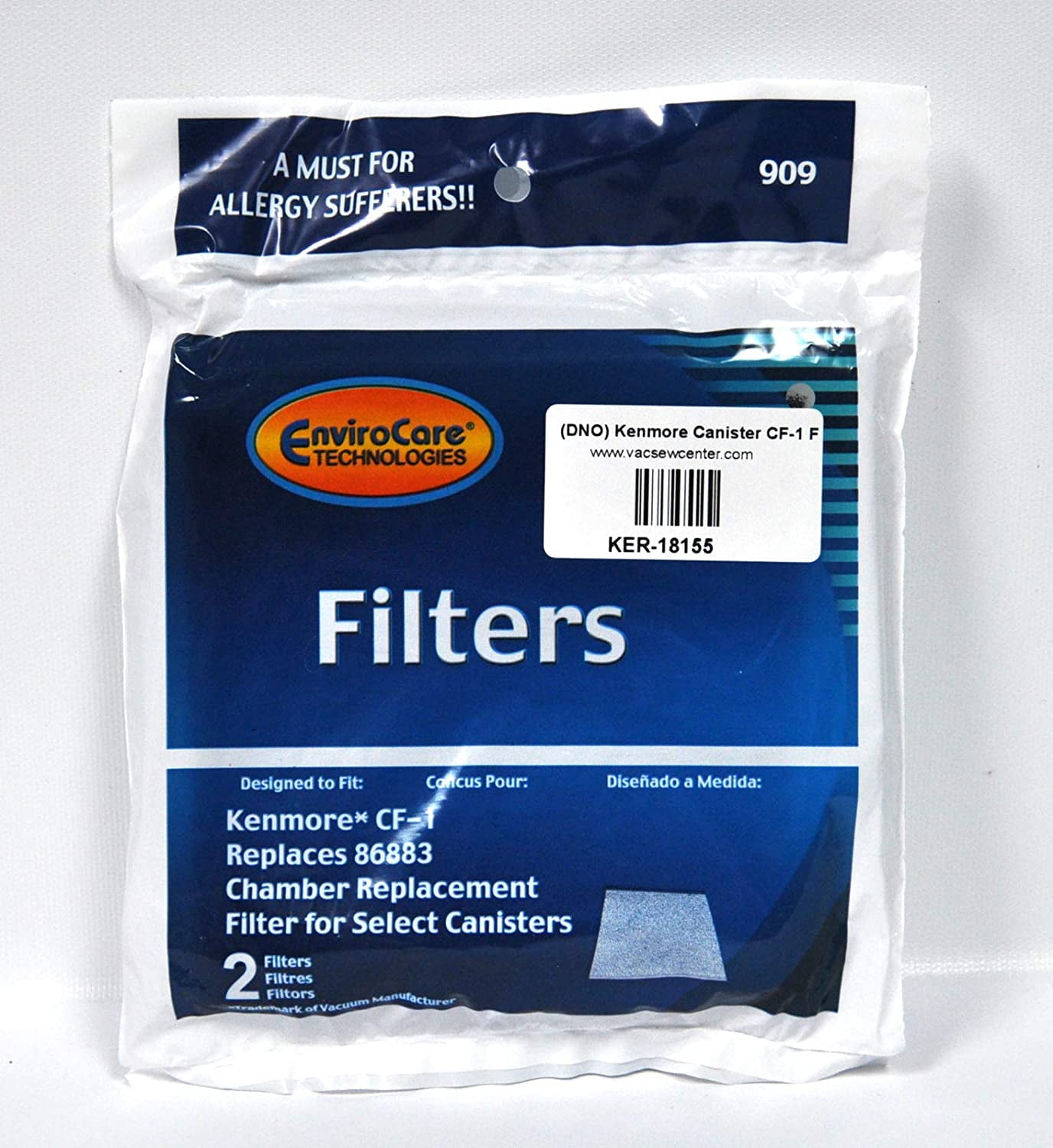 Filtri EZ SPARES CF1 Per Aspirapolvere Kenmore Panasonic | 10 Pezzi, Compatibili Con 86883, CF-1, Progressive
