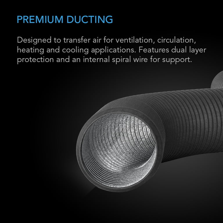 AC Infinity Flexible 6-Inch Aluminum Ducting, Heavy-Duty Four-Layer  Protection, 8-Feet Long for Heating Cooling Ventilation and Exhaust -  Walmart.com