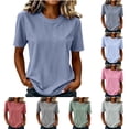 thumbnail image 1 of Neewe Womens Casual Crewneck Plain Short Sleeve Fashion Summer Tops Shirts Loose Fit Daily Outfits, 1 of 8