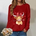 thumbnail image 2 of vigerkar Cow Valentine's Sweatshirt, Pink Heart Cow Sweater, Cute Crewneck Pullover for Women (Red, L), 2 of 9